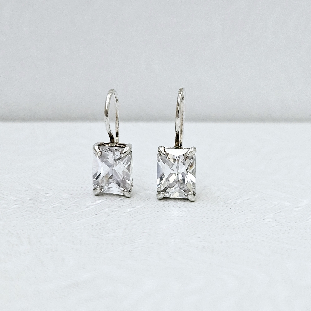 Silpada Sterling Silver Cz Rectangular Faceted Dr… - image 1